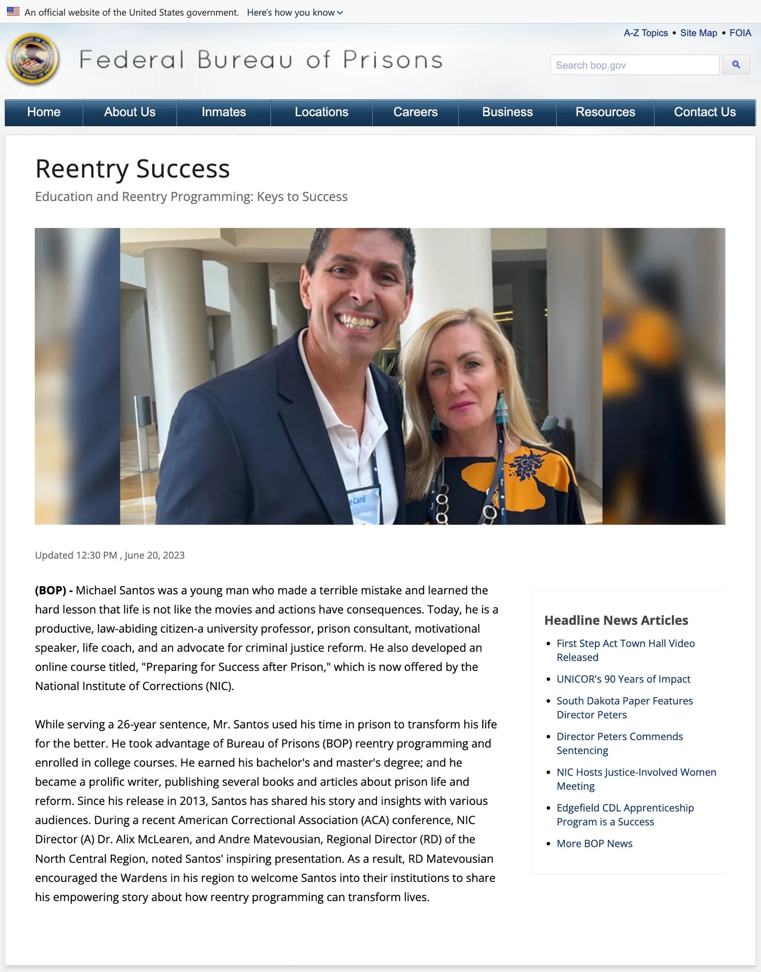 BOP News Reentry Success Story featuring PPCC